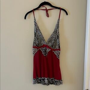 Red Lace-Trim Slip Dress Lingerie
